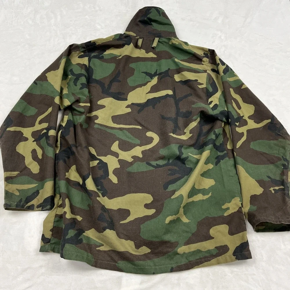 Vintage Woodland Camo Field Jacket Mens M Green Brown Military Utility Coat